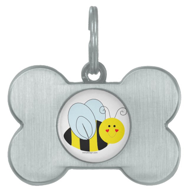 Cute Bee Pet Name Tag (Front)
