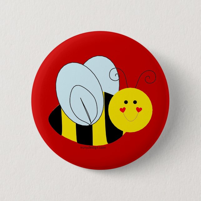 Cute Bee Pinback Button (Front)