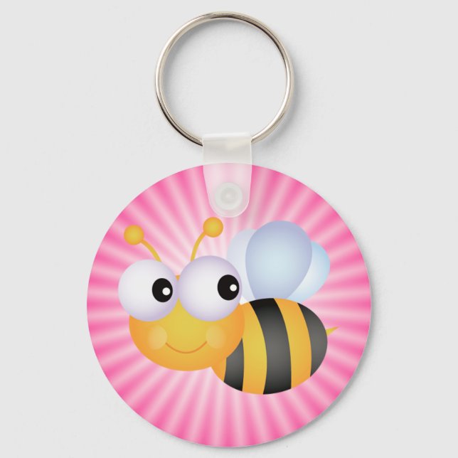 Cute Bee; Pink Keychain (Front)