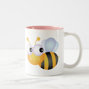 Cute Bee; Pink Two-Tone Coffee Mug