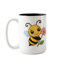 Cute Bee PNG - Kawaii Bee Holding Flower Design