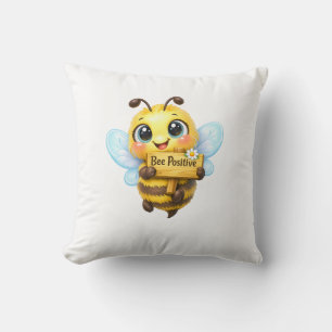 Cute Bee Positive Inspirational Cartoon Throw Pill Pillow