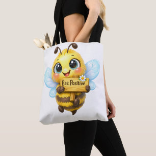 Cute Bee Positive Whimsical Cartoon Tote Bag