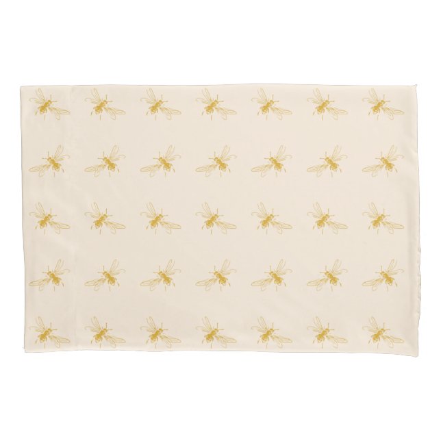 Cute Bee Print Pillow Case (Front)