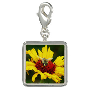 Cute Bee Rests on Bright Yellow Wildflower Charm