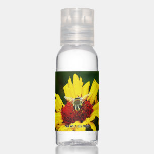 Cute Bee Rests on Bright Yellow Wildflower Hand Sanitizer