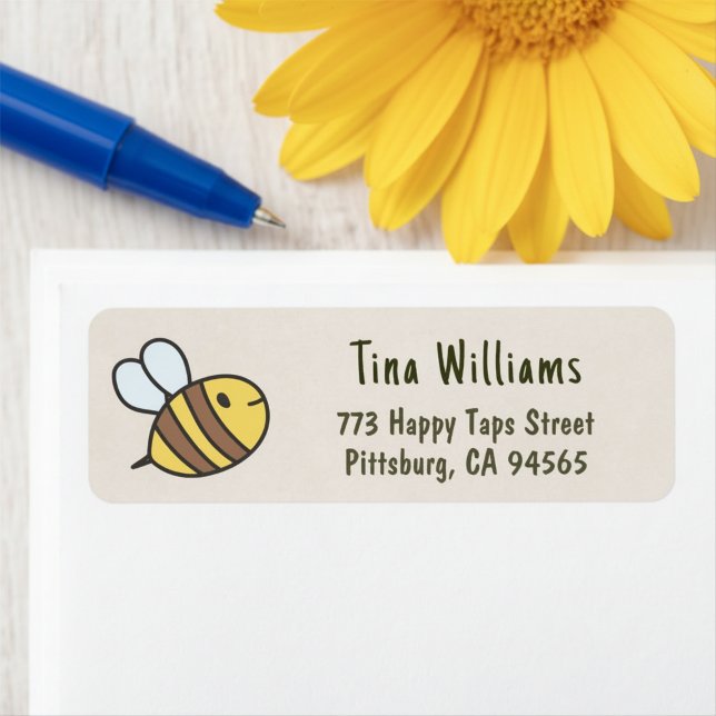 Cute Bee Return Address Labels (Whimsical bee return address labels.)