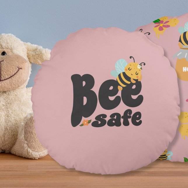 Cute Bee safe Cute  Round Pillow (Creator Uploaded)