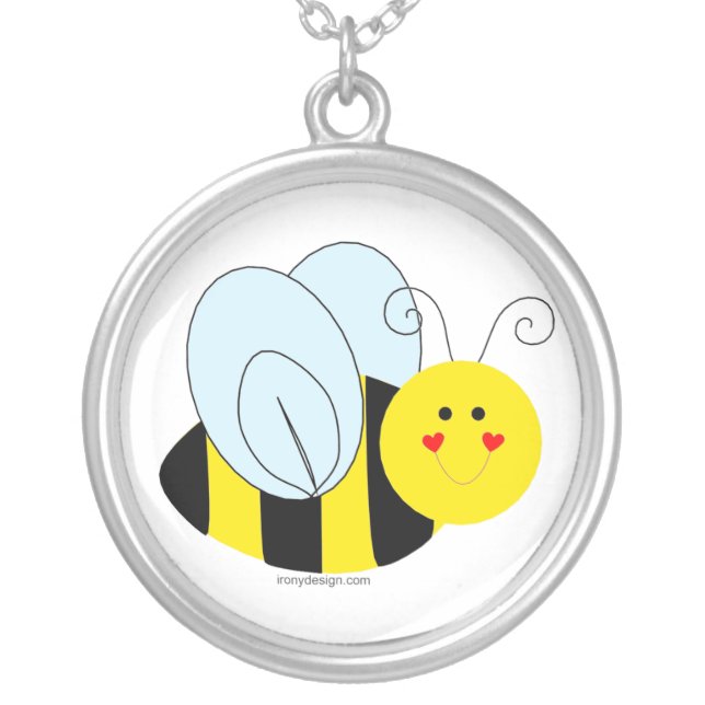 Cute Bee Silver Plated Necklace (Front)