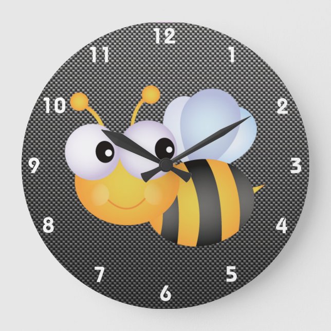 Cute Bee; Sleek Large Clock (Front)