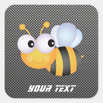 Cute Bee; Sleek Square Sticker by CreativeCovers at Zazzle