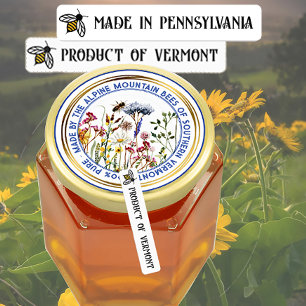 Cute Bee STATE or COUNTRY Honey Lid Security Label