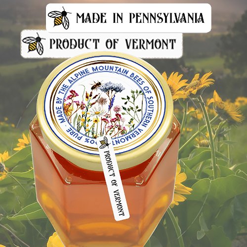Cute Bee STATE or COUNTRY Honey Lid Security Label
