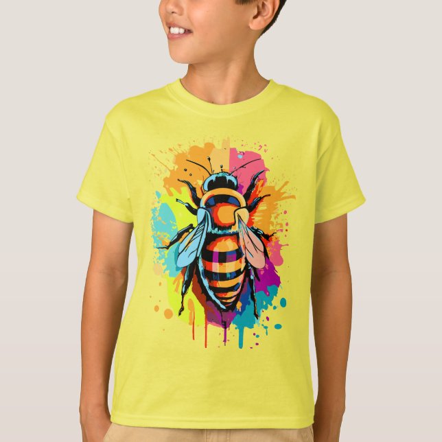 Cute Bee T-Shirt - Yellow Honey Bees T-Shirt (Front)