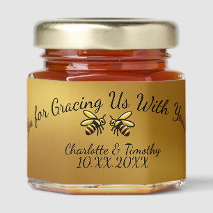 Cute Bee Thank You Mini Honey Jar Wedding Guest Favors
