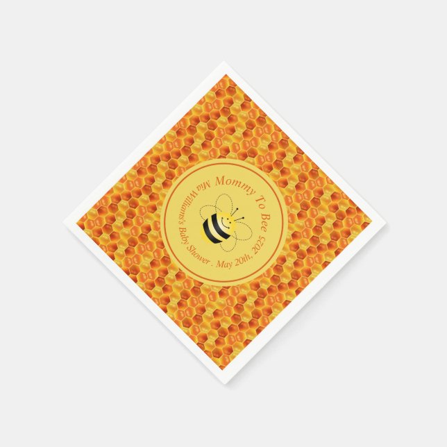 Cute Bee Themed Baby Shower Napkins (Corner)