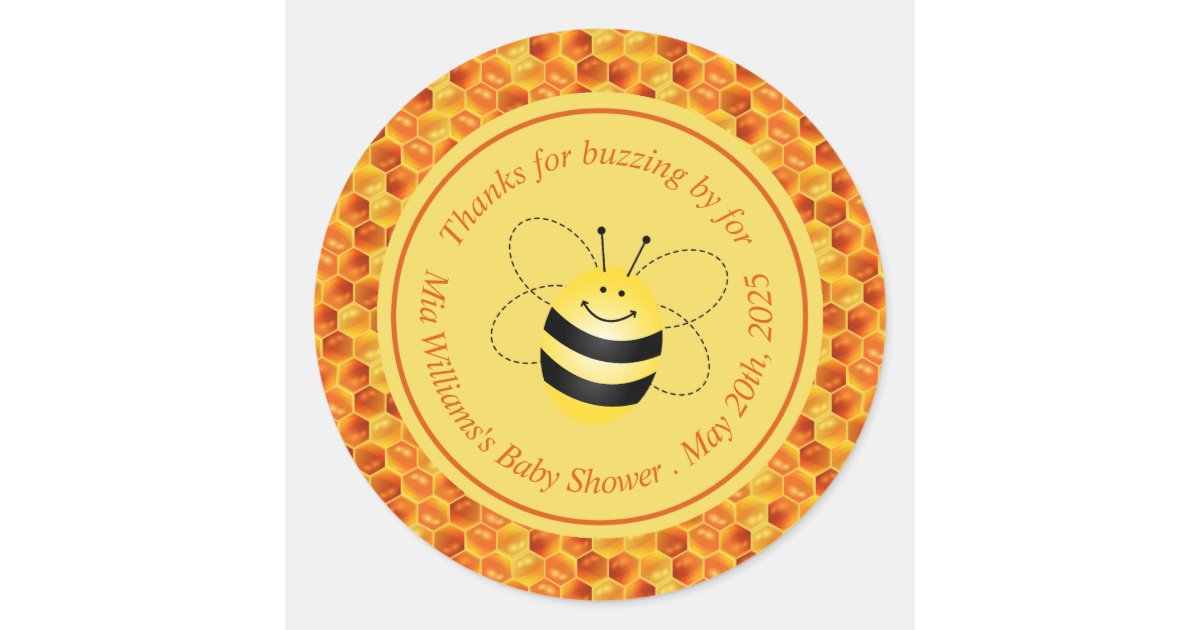 Cute Bee Themed Baby Shower Thank You Classic Round Sticker Zazzle Com