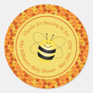 Cute Bee Themed Baby Shower Thank You Classic Round Sticker