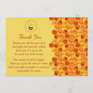Cute Bee Themed Baby Shower Thank You Invitation