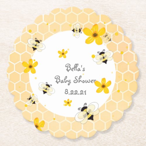 Cute Bee Themed Party Paper Coaster