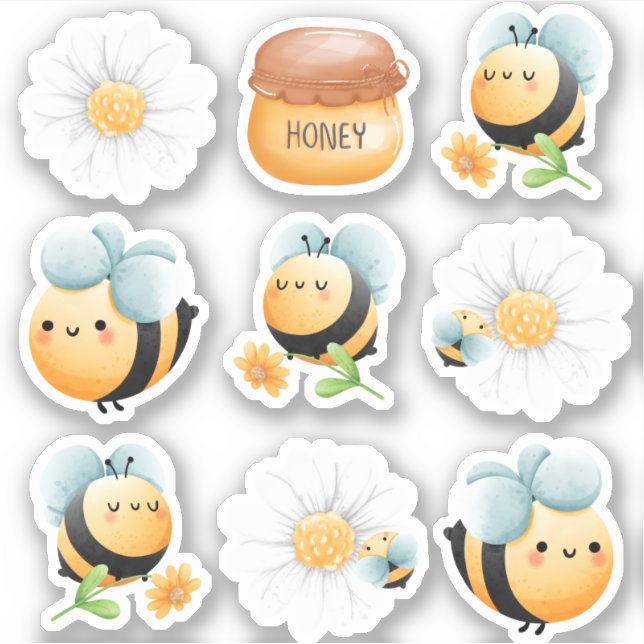 Cute Bee Themed Stickers (Front)