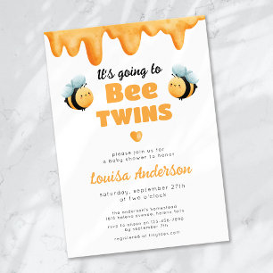 Cute Bee Twins Baby Shower Invitation