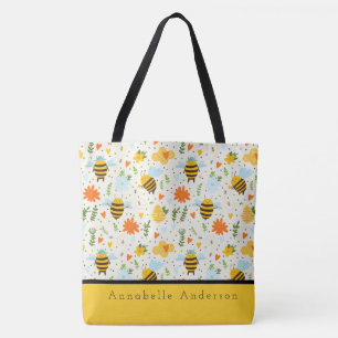 Cute Bee With Blue Hats Personalize Tote Bag