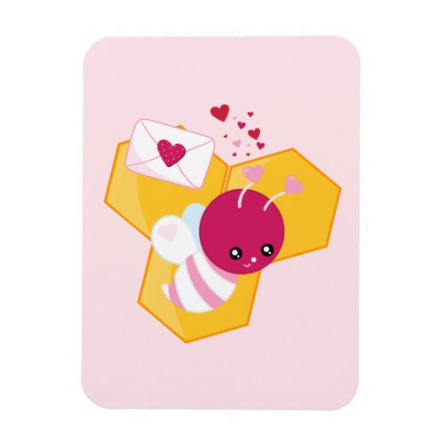 Cute Bee with Pink Valentine Hearts Magnet