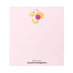 Cute Bee with Pink Valentine Hearts Notepad