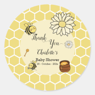 Cute Bee with Sweet Honey Baby Shower Classic Round Sticker