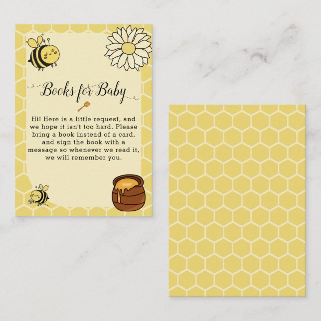 Cute Bee with Sweet Honey Baby Shower Enclosure Card (Front/Back)