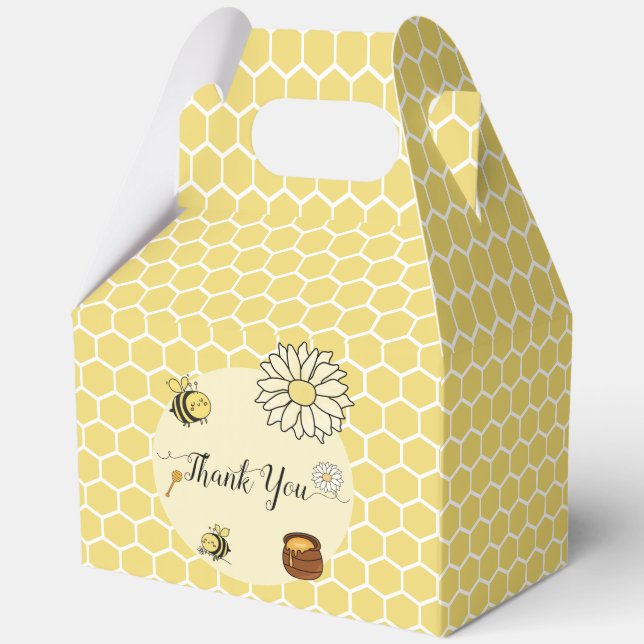 Cute Bee with Sweet Honey Baby Shower Favor Boxes (Back)