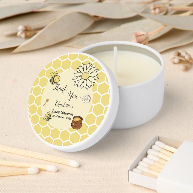 Cute Bee with Sweet Honey Baby Shower Mini Candle Favors (Insitu)