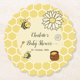 Cute Bee with Sweet Honey Baby Shower Paper Coaster