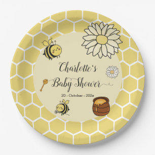 Cute Bee with Sweet Honey Baby Shower Paper Plates