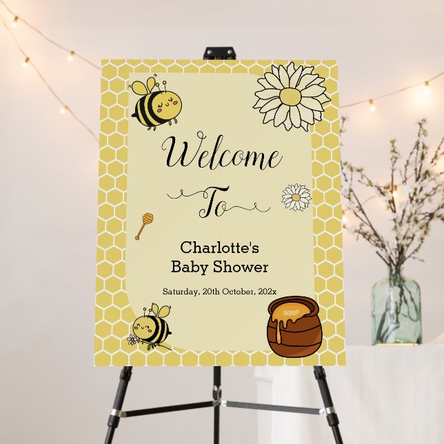 Cute Bee with Sweet Honey Baby Shower Welcome Foam Board (In Situ (Stand))