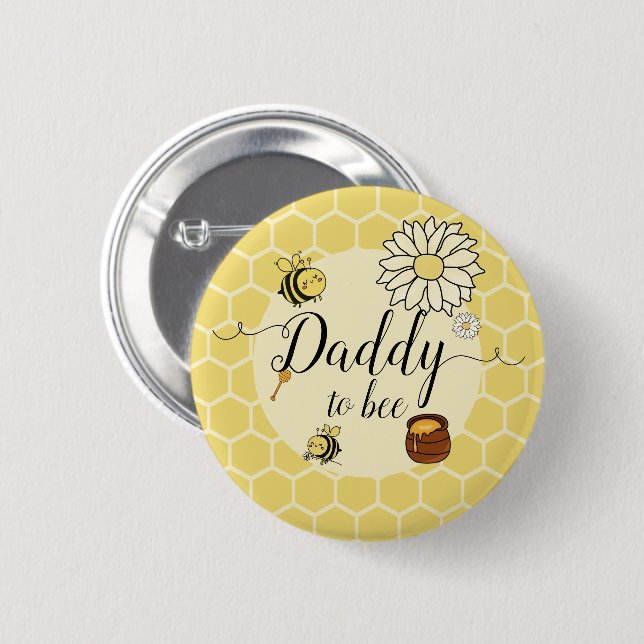 Cute Bee with Sweet Honey Daddy-to-bee Button (Front & Back)