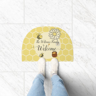 Cute Bee with Sweet Honey Door Mat