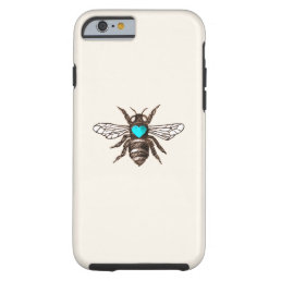 Cute Bee with Turquoise Blue Heart Nature Tough iPhone 6 Case