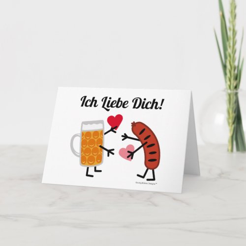 Cute Beer  Bratwurst Ich Liebe Dich I Love You Holiday Card