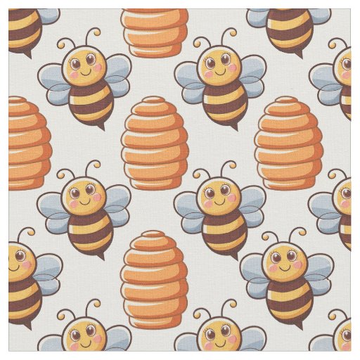 Cute Bees and Beehives –  Nature-Inspired Pattern Fabric