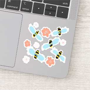 Cute bees and flowers sticker