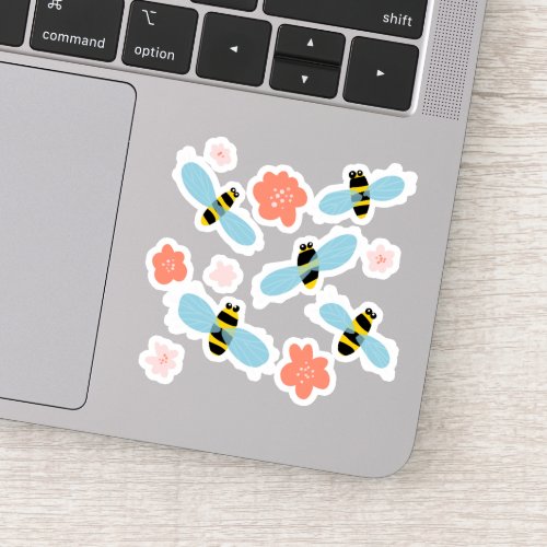 Cute bees and flowers sticker