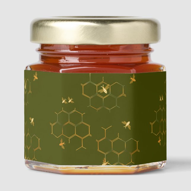 Cute Bees and Honeycomb Honey Jar Favors (Front)