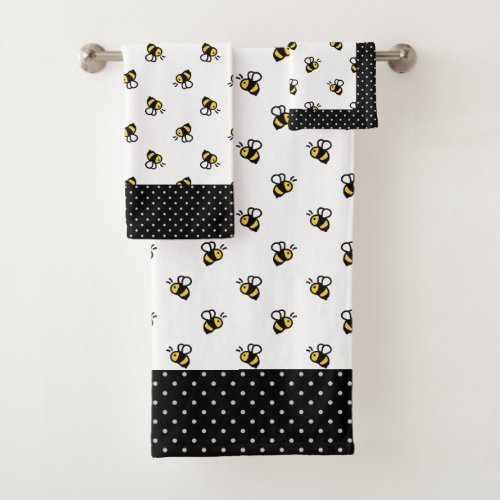 Cute Bees and Polka Dots Bath Towel Set