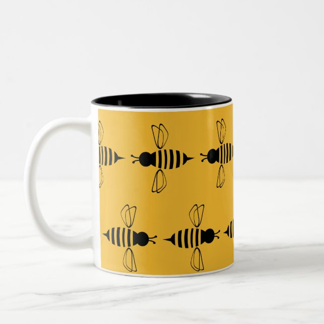 Cute bees, bee, honey bee, honey bees, bumblebee Two-Tone coffee mug (Left)