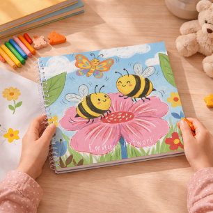 Cute Bees & Butterfly Kids Sketchbook Notebook