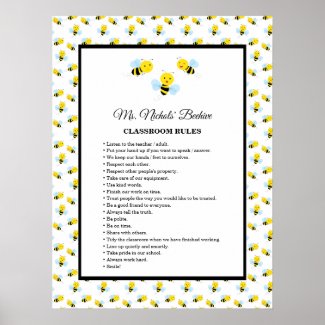 Cute Bees Classroom Poster