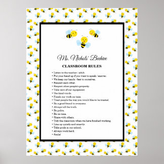 Cute Bees Classroom Poster