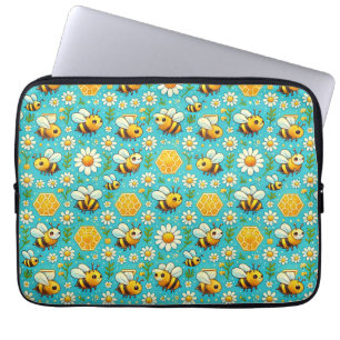 🐝 Cute Bees Daisies Laptop Sleeve Floral Gift 🌼
